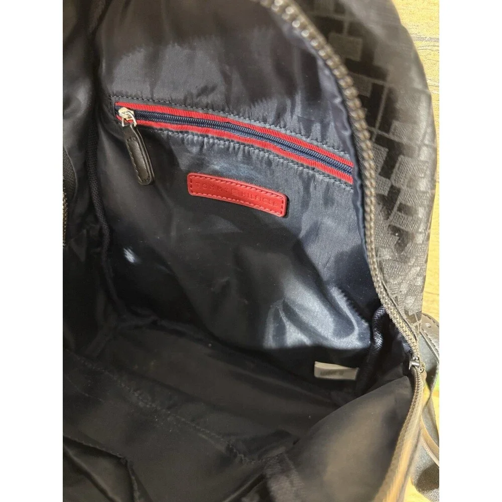 🔥Tommy Hilfiger Women's Mini Backpack Black Bag Signature TH Pattern